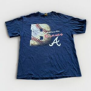 Vintage Atlanta Braves Shirt Mens XL MLB Baseball Nutmeg‎ Blue Cotton 90s